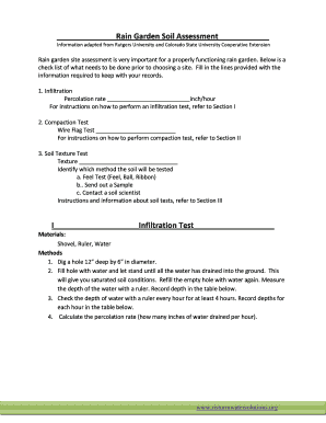 Rain Garden Soil Assessment Form