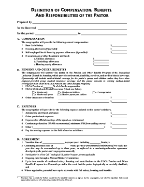 Pastor Compensation and Benefits Agreement