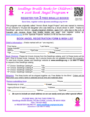 Book Angel Registration Form