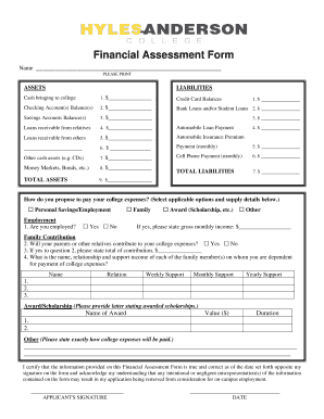 Financial Assessment Form