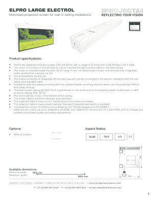 Elpro Large Electrol Motorized Projection Screen