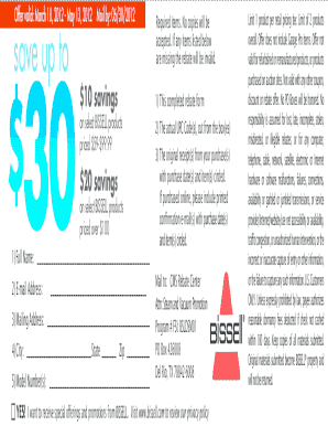 BISSELL Vacuum and Deep Cleaner Rebate Form