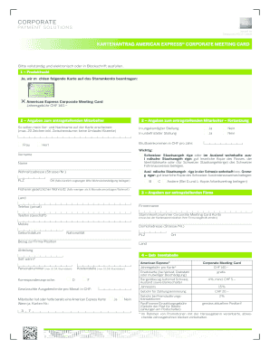 Kartenantrag American Express® Corporate Meeting Card