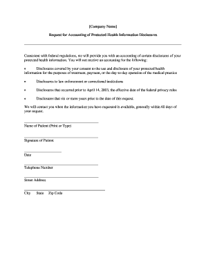Request for Accounting of Protected Health Information Disclosures