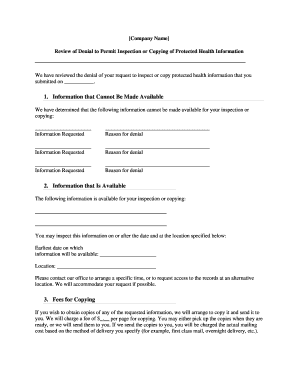 Review of Denial to Permit Inspection or Copying of Protected Health Information