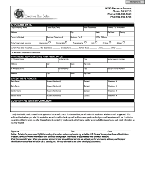 Business Credit Application Form