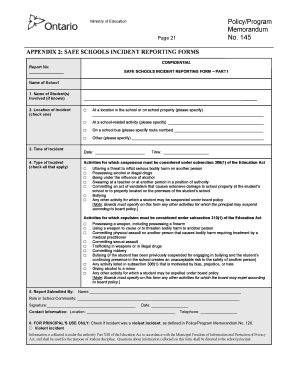 Safe Schools Incident Reporting Form