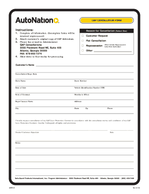 GAP Cancellation Form
