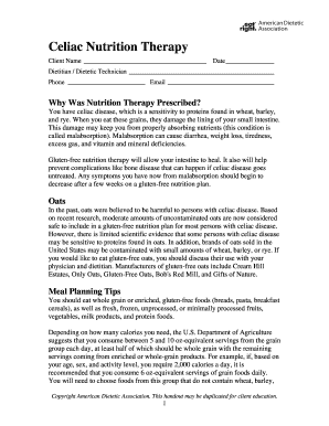 Celiac Nutrition Therapy Form