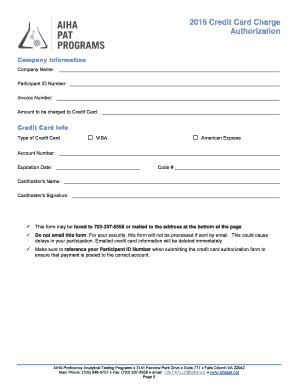Credit Card Authorization Form