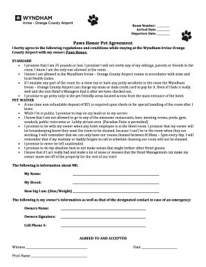 Paws Honor Pet Agreement