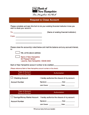 Request to Close Account