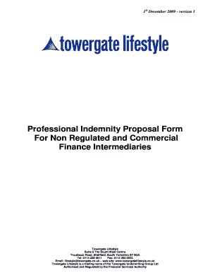 Professional Indemnity Proposal Form