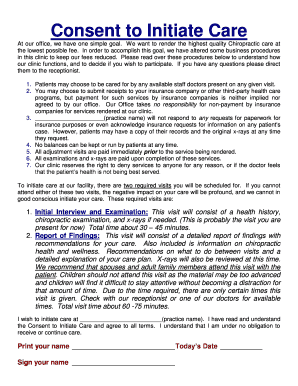 Consent to Initiate Chiropractic Care