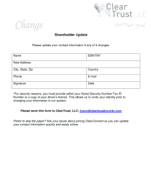 Shareholder Contact Information Update Form