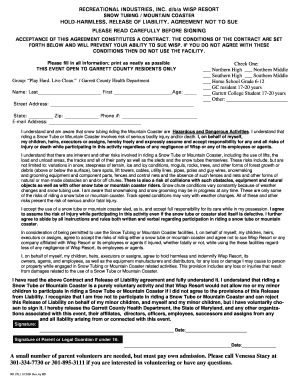 Wisp Resort Snow Tubing Liability Waiver