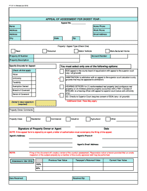 Appeal of Assessment Form