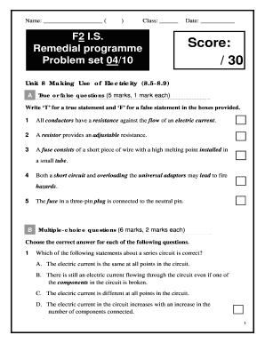 Physics Remedial Programme Test