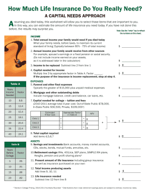 Life Insurance Needs Calculator