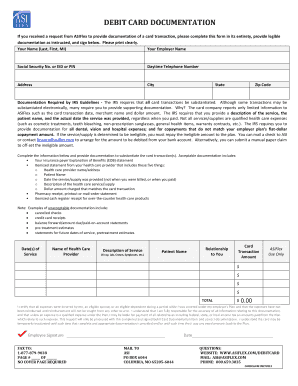 Debit Card Documentation Form