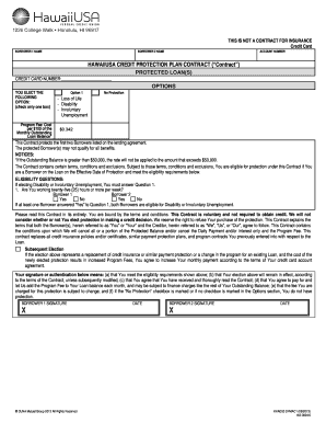 HawaiiUSA Credit Protection Plan Contract
