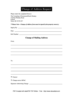 Change of Address Request Form