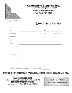 Concrete Supply Order Form