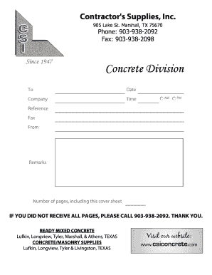 Concrete Supply Order Form