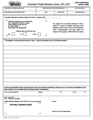 USPS Step 3 Grievance Appeal Form