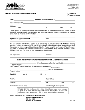 Verification of Donations Form