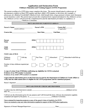 Childcare Education and Training Support Application Form