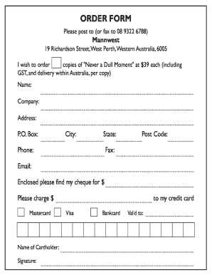Order Form for Book Purchase