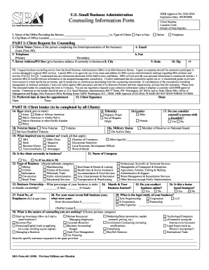 SBA Counseling Information Form