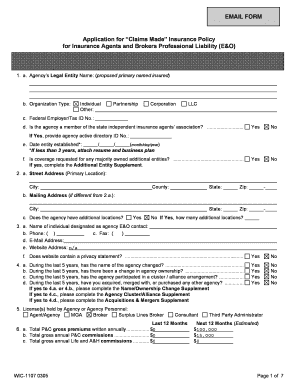 Claims Made Insurance Policy Application