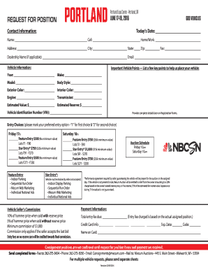 Mecum Auction Vehicle Consignment Form