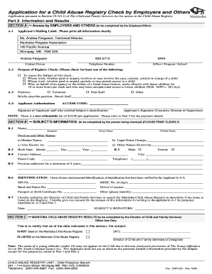 Manitoba Child Abuse Registry Check Application