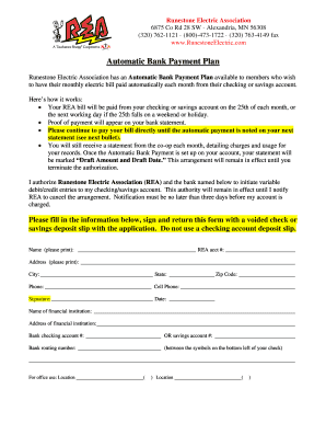 Runestone Electric Association Automatic Bank Payment Plan