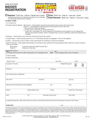 Mecum Auction Bidder Registration Form