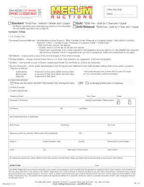 Mecum Auction Bidder Registration Form