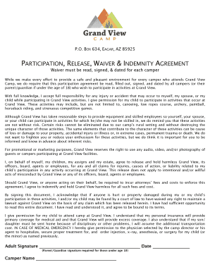 Grand View Camp Participation Waiver
