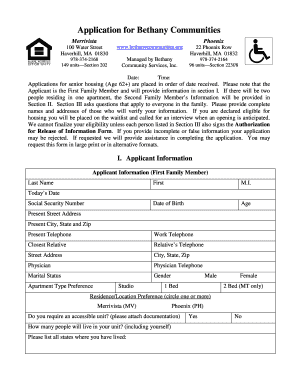 Senior Housing Application Form