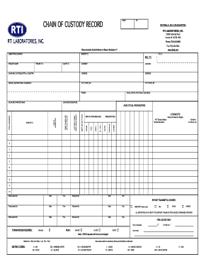 Chain of Custody Record Form
