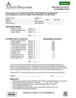 New Account Authorization Form