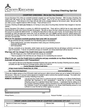 Courtesy Checking Opt-Out Form