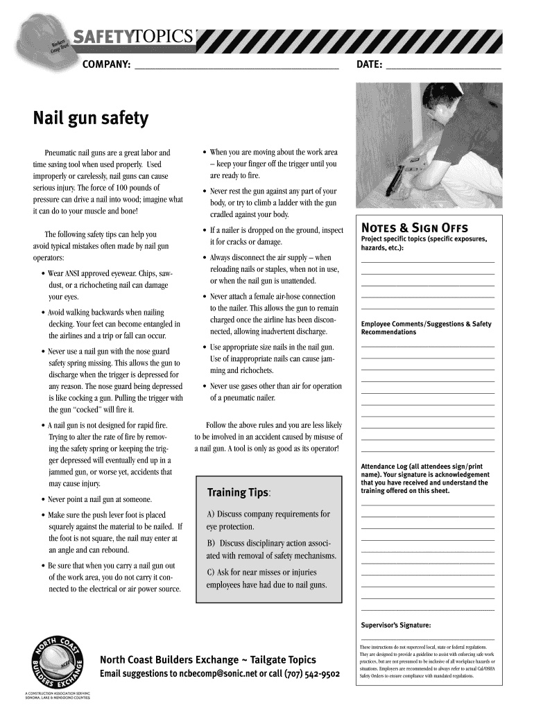 Fillable Online Nail gun safety Fax Email Print