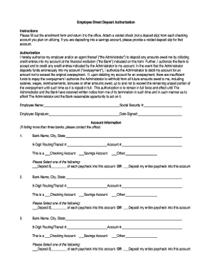 Employee Direct Deposit Authorization Form