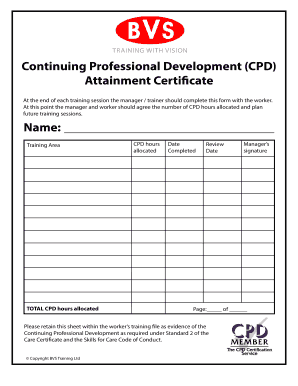 Continuing Professional Development Attainment Certificate