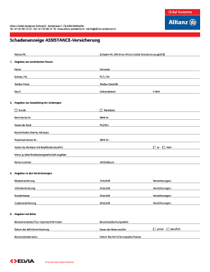 Schadenanzeige ASSISTANCE-Versicherung