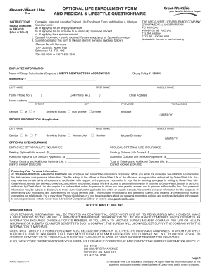 Optional Life Enrollment Form and Medical Questionnaire