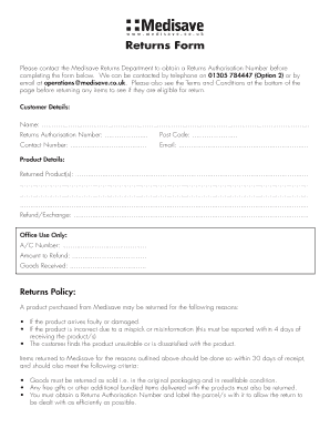 Medisave Returns Form